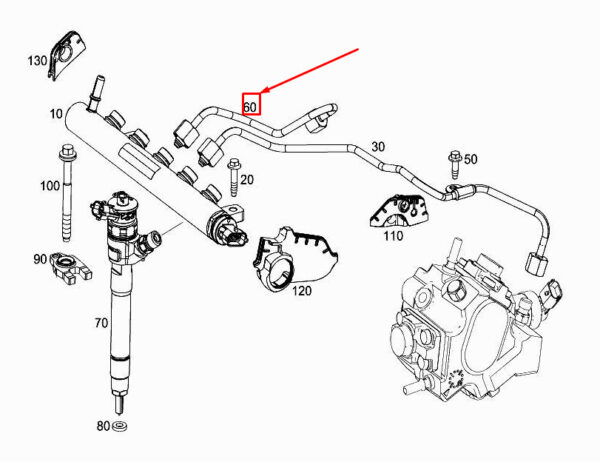 MERCEDES-BENZ C W205 Fuel Pressure Line A6260700133 ORIGINAL