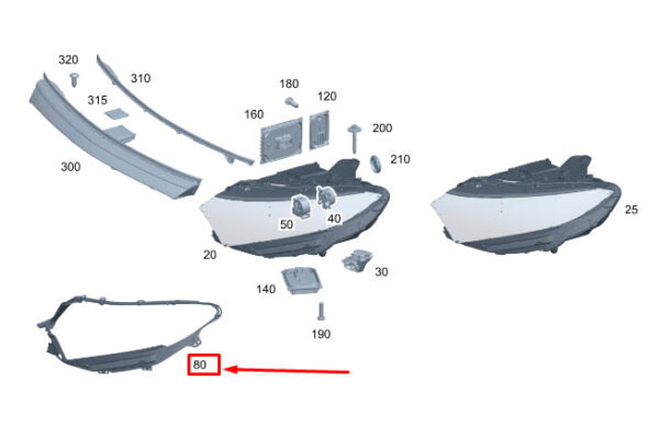 MERCEDES-BENZ EQS V297 Left Headlight Seal A2978261700 ORIGINAL