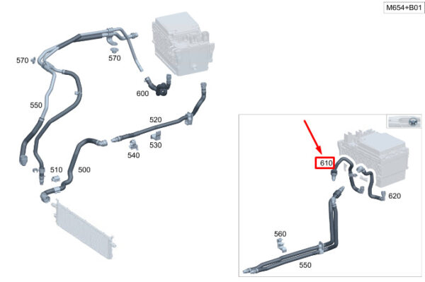 MERCEDES-BENZ C S206 Engine Coolant Hose A2065014400 ORIGINAL