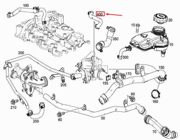 MERCEDES-BENZ A W177 Engine Coolant Hose A2602030082 ORIGINAL