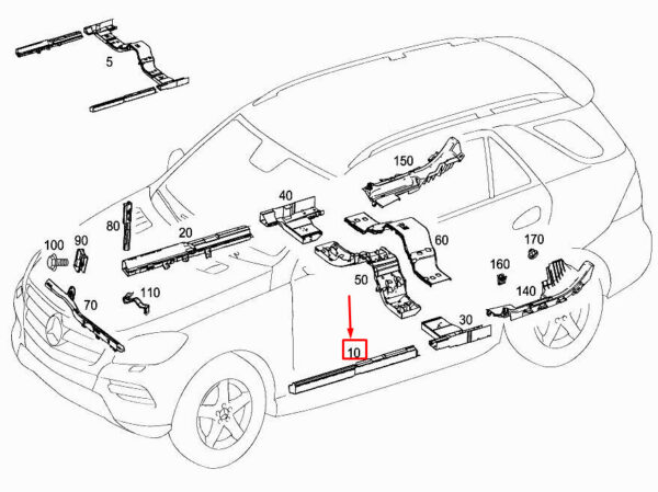MERCEDES-BENZ ML W166 Front Left Cable Duct A1665460900 ORIGINAL
