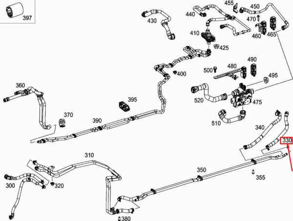 MERCEDES-BENZ GLC X253 Engine Coolant Hose A2535019082 ORIGINAL