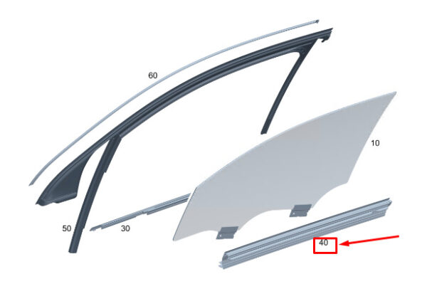 MERCEDES-BENZ EQC Front Left Inner Window Sealing Rail A2937254100 ORIGINAL