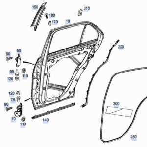 MERCEDES-BENZ GLE W167 Rear Left Door Cover Strip A1677324900 ORIGINAL