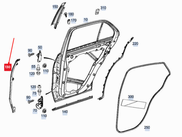 MERCEDES-BENZ GLE W167 Rear Left Door Cover Strip A1677324900 ORIGINAL