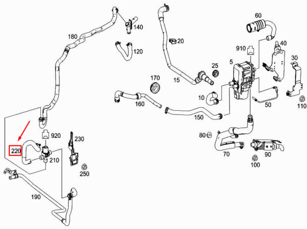 MERCEDES-BENZ GLE W166 Engine Coolant Hose A1665060635 ORIGINAL