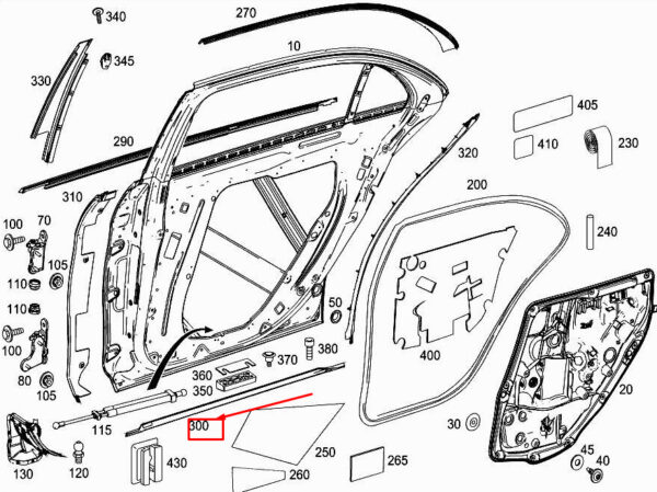 MERCEDES-BENZ S W222 Rear Door Left Bottom Cover Strip A2226900470 ORIGINAL