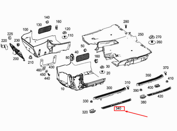 MERCEDES-BENZ S W222 Front Left Outside Sill Cover Rail A2226807835 ORIGINAL
