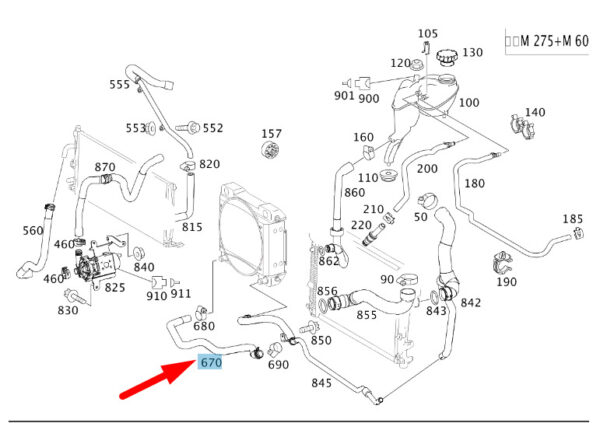 MERCEDES-BENZ S W221 AMG Auxiliary Cooler Hose A2215011184 ORIGINAL