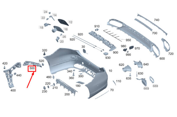 MERCEDES-BENZ S W223 Rear Left Bumper Side Mount Bracket A2238805900 ORIGINAL