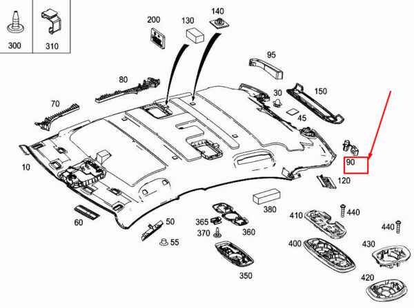 MERCEDES-BENZ S W222 Left Roof Absorber A2226920560 ORIGINAL