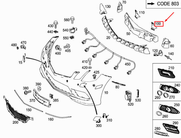 MERCEDES-BENZ Cabrio A207 Front LH Bumper Reinforcement A2078850316 ORIGINAL