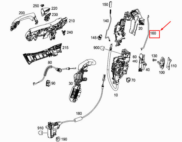 MERCEDES-BENZ S W222 Front Right Lock Link Rod A2227221270 ORIGINAL