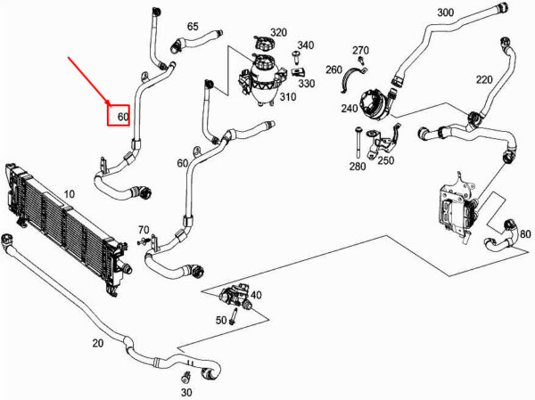 MERCEDES-BENZ GLC X253 Engine Coolant Pipe A2135007300 ORIGINAL