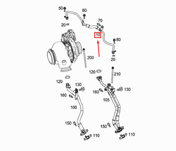 MERCEDES-BENZ GLE W167 Lubricating Oil Feed Line A6541800120 ORIGINAL