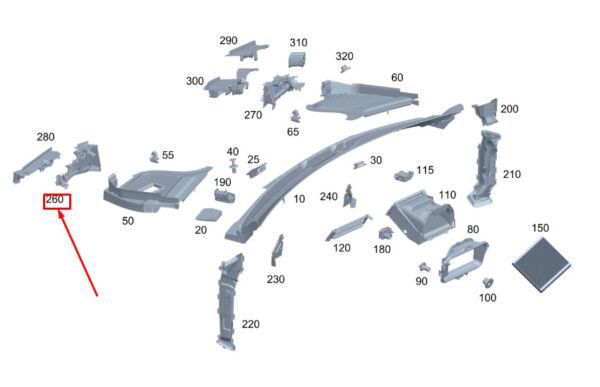 MERCEDES-BENZ GLE W167 Bottom Left Air Duct Seal A1678310101 ORIGINAL