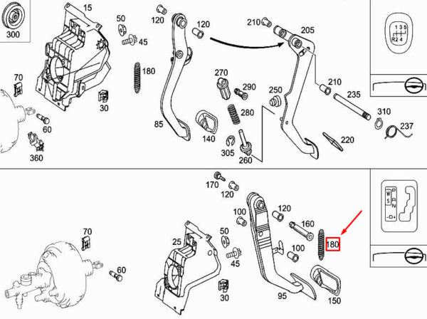 MERCEDES-BENZ C W203 Brake Pedal Draw Spring A1689930010 ORIGINAL