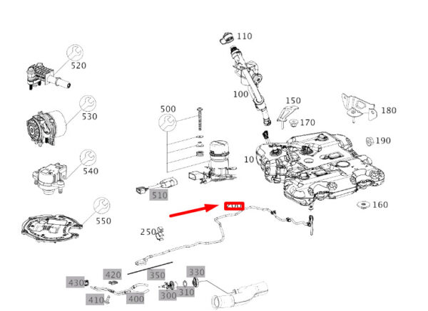 MERCEDES-BENZ S W222 Adblue Tank Additive Line A2224708001 ORIGINAL