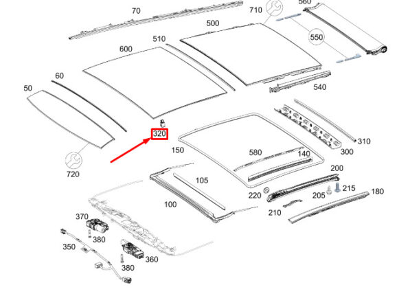 MERCEDES-BENZ GLE W167 Roof Holder Repair Kit A1677810000 ORIGINAL