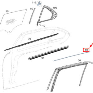 MERCEDES-BENZ GLS X167 Rear Left Door Guide Rail Trim A1677350702 ORIGINAL