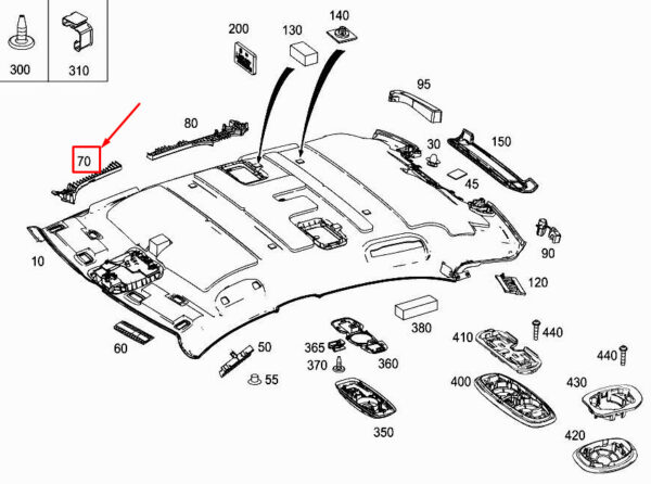 MERCEDES-BENZ S W222 Right Roof Absorber A2226920160 ORIGINAL