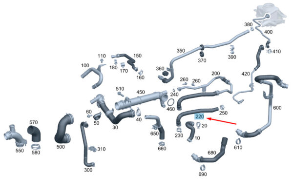 MERCEDES-BENZ E W213 Oil Cooler Coolant Hose A2742003682 ORIGINAL