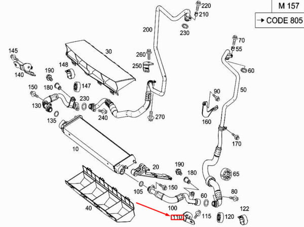MERCEDES-BENZ GLE W166 Left Cooler Oil Line Bracket A1665010171 ORIGINAL