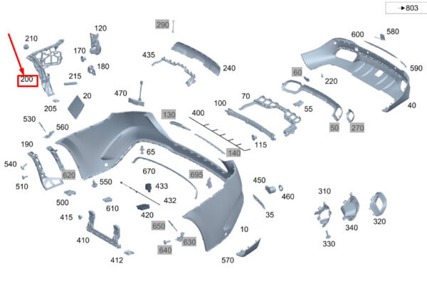MERCEDES-BENZ GLS X167 Rear Left Bumper Side Bracket A1678802107 ORIGINAL
