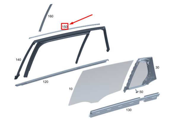 MERCEDES-BENZ EQC Rear Left Door Trim Bar A2937351300 ORIGINAL