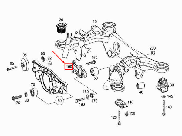 MERCEDES-BENZ S W222 Rear Axle Transvere Casing Adapter A2223510118 ORIGINAL