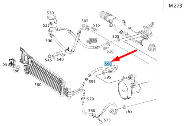 MERCEDES-BENZ E W212 Power Steering Low Pressure Line A2044661681 ORIGINAL