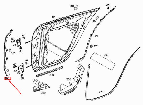 MERCEDES-BENZ CLS C257 Rear Left Door Sealing A2577301101 ORIGINAL