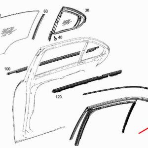 MERCEDES-BENZ C W205 Rear Left Door Window Guide Rail A2057350725 ORIGINAL