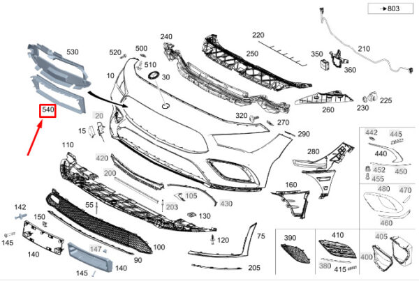 MERCEDES-BENZ CLA C118 Front Lower Bumper Air Duct A1188853003 ORIGINAL