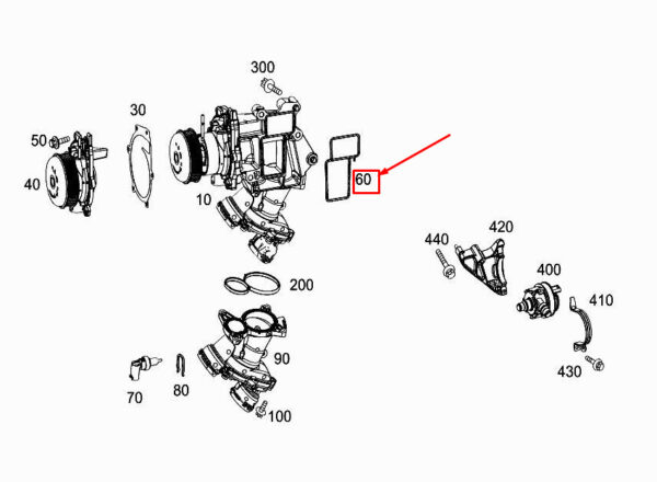 MERCEDES-BENZ S W222 Engine Water Pump Molded Seal A6562010080 ORIGINAL