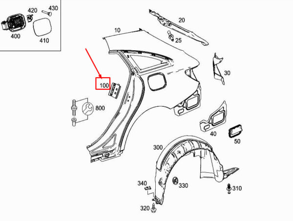 MERCEDES-BENZ CLA C117 Rear LH Fender Reinforcement A1176300116 ORIGINAL