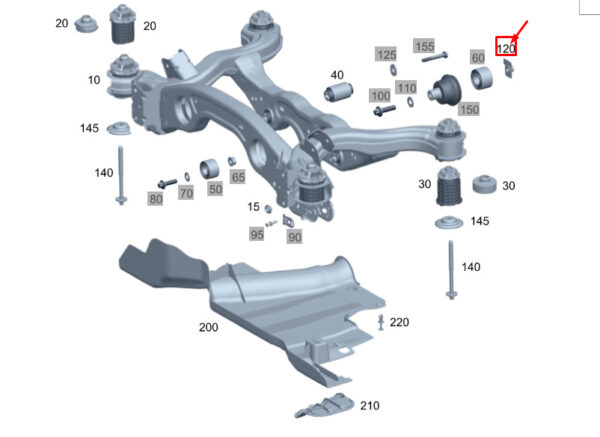 MERCEDES-BENZ GLA H247 Rear Axle Carrier Bracket A2463530300 ORIGINAL