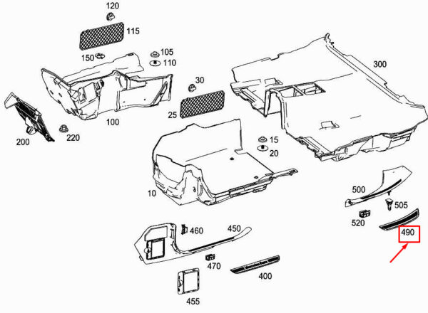MERCEDES-BENZ CLS C257 Rear Left Sill Cover Rail A2576802301 ORIGINAL