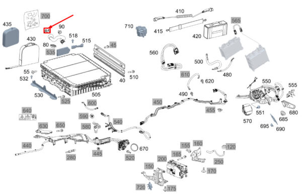 MERCEDES-BENZ GLE W167 Battery Piping A1673405500 ORIGINAL