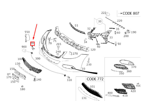 MERCEDES-BENZ S W222 Front Bumper Tow Eye Cover A22288505009197 ORIGINAL