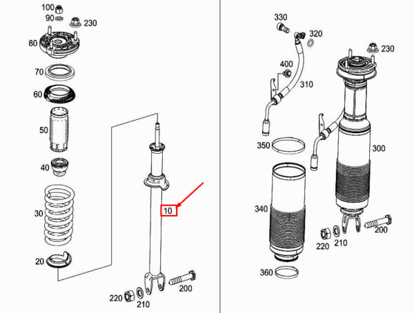 MERCEDES-BENZ SL R231 Rear Shock Absorber A2313260600 ORIGINAL