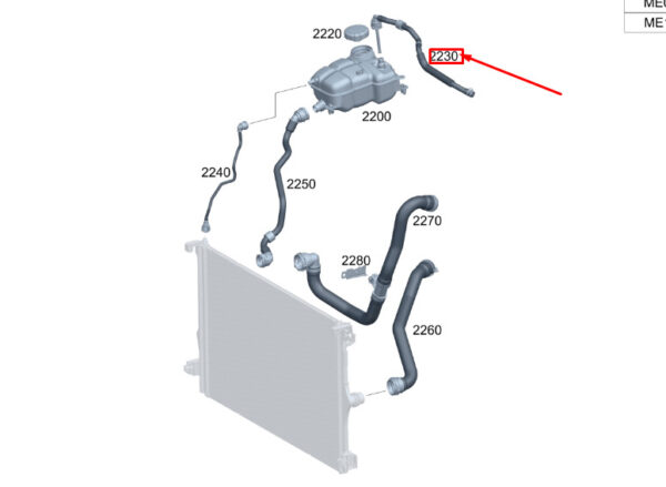 MERCEDES-BENZ GLA H247 Expansion Tank Bleed Line A1775016502 ORIGINAL