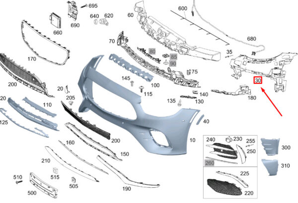 MERCEDES-BENZ E C238 Front Left Bumper Basic Carrier A2388856100 ORIGINAL