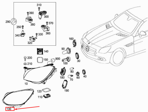 MERCEDES-BENZ SLK R172 Front Left Light Housing Gasket A1728260000 ORIGINAL
