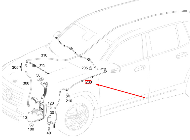 MERCEDES-BENZ GLB X247 Windshield Washer Hose Line A2478600600 ORIGINAL 1 MERCEDES-BENZ GLB X247 Windshield Washer Hose Line A2478600600 ORIGINAL