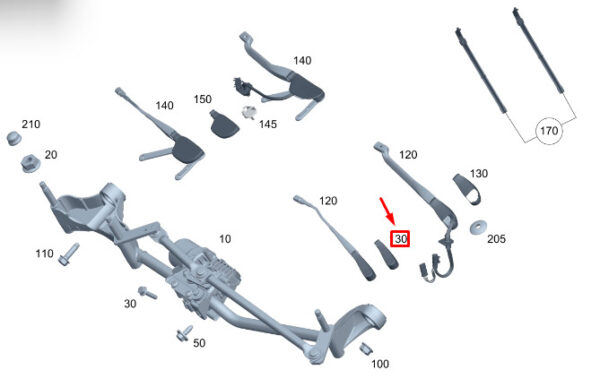 MERCEDES-BENZ GLE W167 Front Left Wiper Arm Cover LHD A1678241400 ORIGINAL