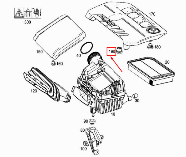 MERCEDES-BENZ A W177 Engine Cover Elastomer Bearing A0009985303 ORIGINAL