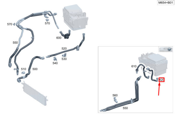 MERCEDES-BENZ C S206 Engine Coolant Hose A2065014300 ORIGINAL