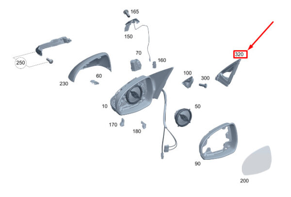 MERCEDES-BENZ S W223 Left Door Mirror Seal A2238112900 ORIGINAL