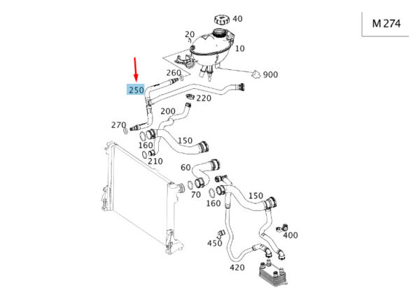 MERCEDES-BENZ E W212 Expansion Reservoir Bleed Line A2125014025 ORIGINAL